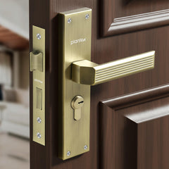 Plantex Stainless Steel Door Lock Handle Set/ 6-Lever Lock Mechanism with 3 Years of Warranty/Mortise Lock with 3 Keys, Brass Lock Body & Cylinder - (DTM-661, Brass Antique)-1