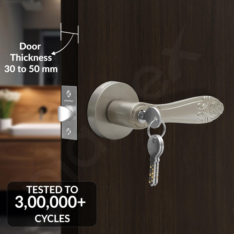 Plantex Premium Door Lock for Home/Mortise Lock for Door/Main Door Lock with 3 Key - (Satin)-2