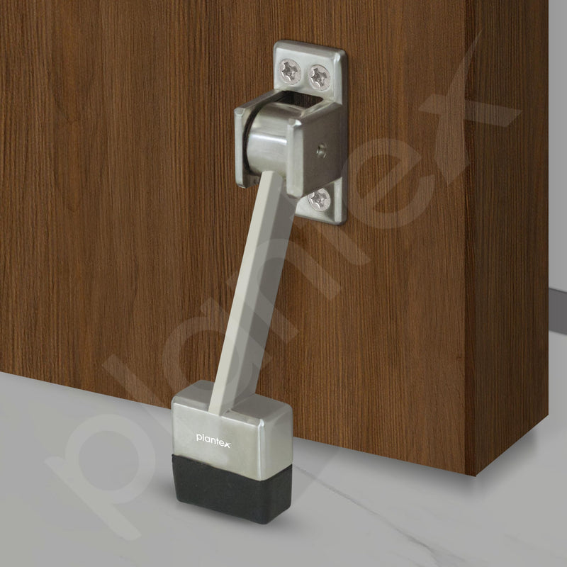 Plantex Door Stopper - 5 Inch Long Gate Stopper for Wooden Doors/Stops for Door - Set of 3 (Silver Matt)-6