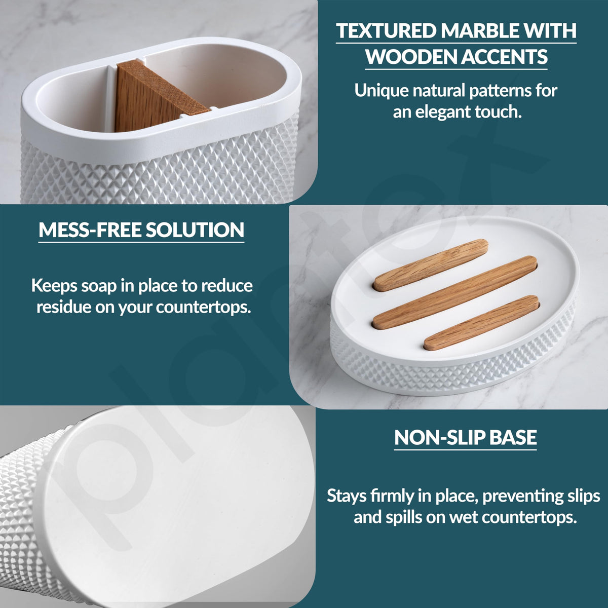 Plantex Polyresin Bathroom Accessories Set Soap Dispenser/Toothbrush Holder/Tumbler Holder/Soap Dish - 4 Piece(922)-4