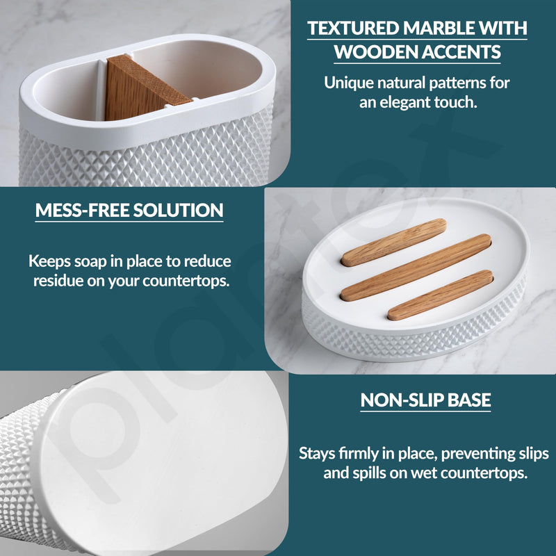 Plantex Polyresin Bathroom Accessories Set Soap Dispenser/Toothbrush Holder/Tumbler Holder/Soap Dish - 4 Piece(922)-4