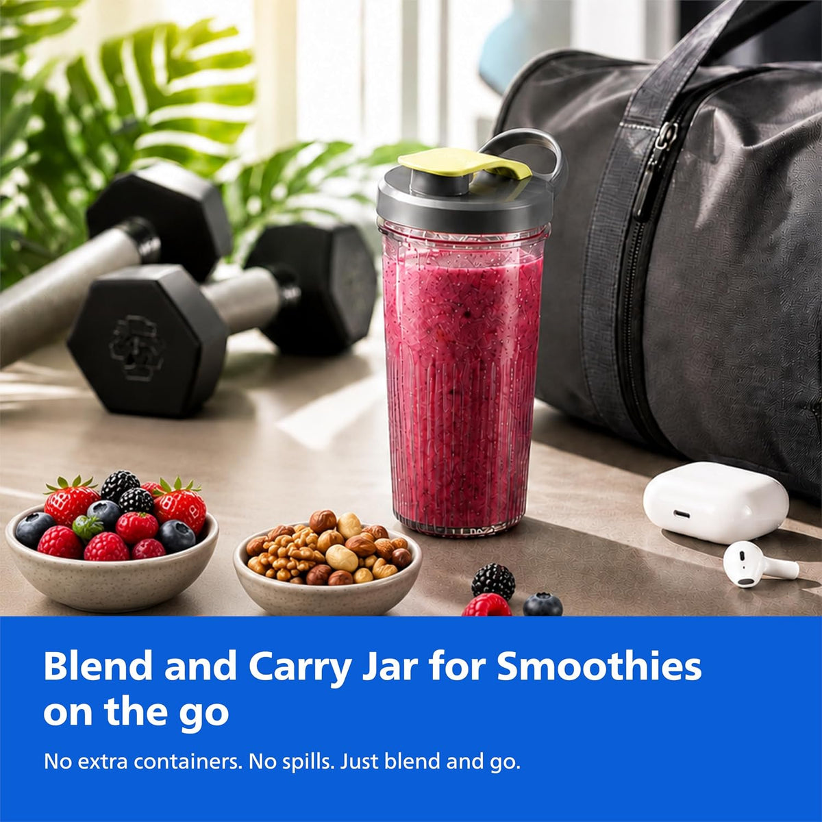Philips HR2612/00 Mini Blender, 2 Unbreakable Food-Grade PC Jars