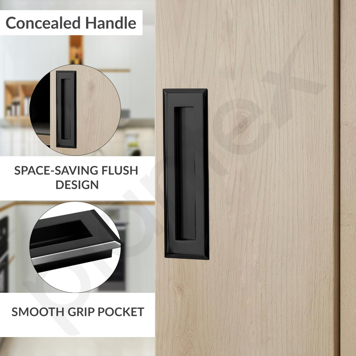 Plantex Sliding Door Handle/Concealed Handle for Sliding Door/160mm Concealed Handle for Wardrobe/Kitchen Cabinet - Pack of 4 (Black) (Model APS-DTC-3900)-4
