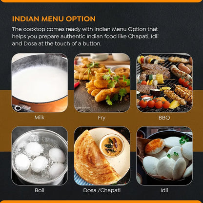 Prestige PIRC 2.0 2000 Watts Infrared Dual Heating Zone Cooktop |High Voltage Surge Protection| Dual Heat Mode| Radiant Heating Technology| Feather Touch Buttons| Stainless Steel Body| Black & Silver