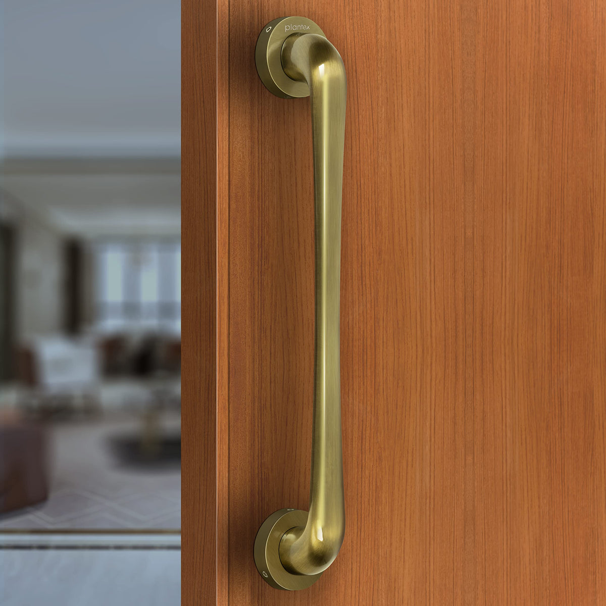Plantex Polo 14 inches Door Handle for Main Door/Handle for Glass Door/Wooden/Push and Pull Operations/3 Years Warranty (Rich Brass Antique - Big)-1