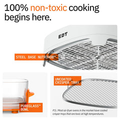 EDT Luma ZERO COATING PureGlass™ Air Fryer Oven | 4.5L + 2.5L Dual Bowl | NutriRetain™ | 6-in-1 Multi Function | 100% Toxin Free No Ceramic, PFAS, PTFE, PFOA | 1500W (Orange 4.5L + 2.5L)
