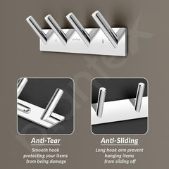 Plantex Wall Hooks for Hanging Cloth/Stainless Steel Towel Hangers/Bathroom Robe Hooks/Door Hangers/Round Wall Hook/Hook Rail for Hanging Keys - 4 Hooks (Pack of 2, Chrome)-4
