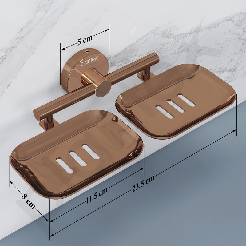Plantex Galaxy 304 Grade Stainless Steel Rectangular Double Soap Holder for Bathroom/Soap Stand/Soap Holder/Soap Storage/Bathroom Accessories (PVD Rose Gold)-5