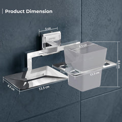 Plantex SS - 304 Grade Decan 2 in1 Soap Dish with Tumbler Holder/Soap Stand/Tooth Brush Holder/Bathroom Accessories - Decan (Chrome)-4