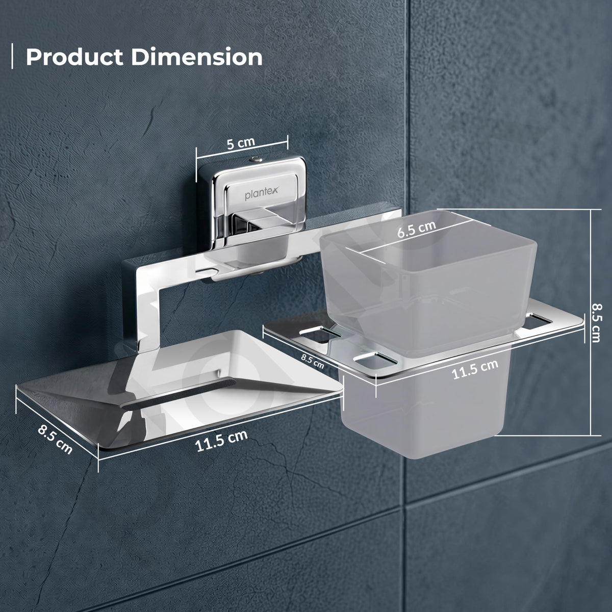 Plantex SS - 304 Grade Decan 2 in1 Soap Dish with Tumbler Holder/Soap Stand/Tooth Brush Holder/Bathroom Accessories - Decan (Chrome)-4