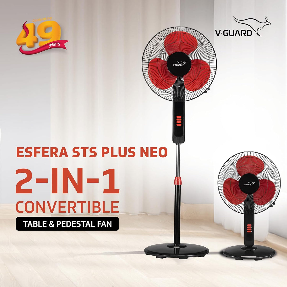 V-Guard Esfera STS Plus Neo 2-in-1 400 mm Pedestal & Table Fan