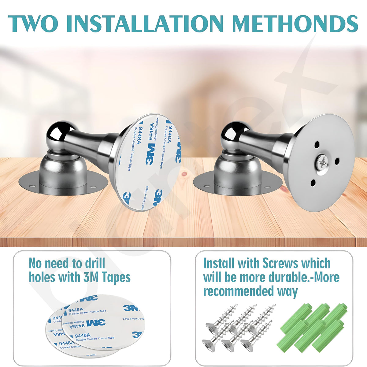 Plantex Drill Free Door Stopper/4 inch self Adhesive Door Magnet for Home/Door Holder for Main Door/Door Magnet Stopper for Office/Hotel/Home/Door Stops - Pack of 3 (matt)-6