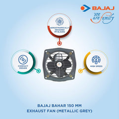 Bajaj Bahar HS 150MM Metallic Grey Domestic Exhaust Fan-5