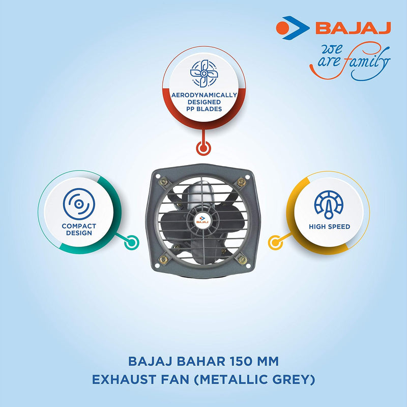 Bajaj Bahar HS 150MM Metallic Grey Domestic Exhaust Fan-5