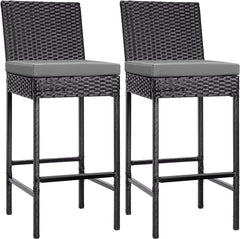 Mazzanti Outdoor Patio Bar Chair 2 Chairs For Balcony (Black)