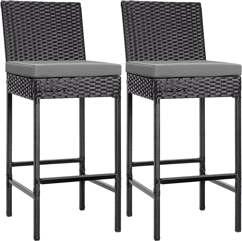 Mazzanti Outdoor Patio Bar Chair 2 Chairs For Balcony (Black)