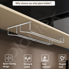 Plantex Wine Glass Rack/Holder Upside Down Glass Hanging Stand for Pubs/Kitchen/Bars (Double Line / 16 x 9 Inches)-3