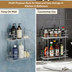 Plantex Wall Mounted Kitchen Organizer Rack/2 Tier Spice Rack for Kitchen/Hanging Shelves/Spice Organizer Storage Stand -(Chrome, 2 Tier)-6