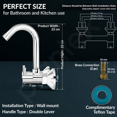 Plantex Brass Spindle Kitchen Mixer Tap/Sink Mixer Tap Hot and Cold with Wall Flange and Teflon Tape/Kitchen Sink Tap -(MKS-1278-Chrome)-4