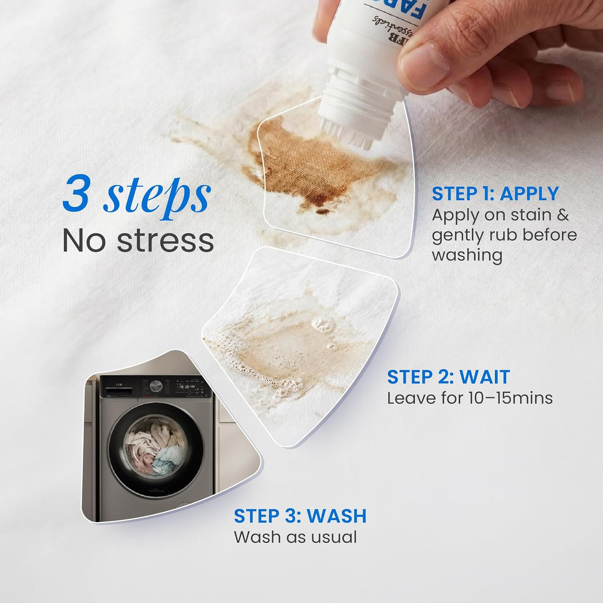IFB Essentials Fabo Stain Remover - 100 ml | Removes tough stains such as egg, blood, grass, tea, chocolate, coffee, win