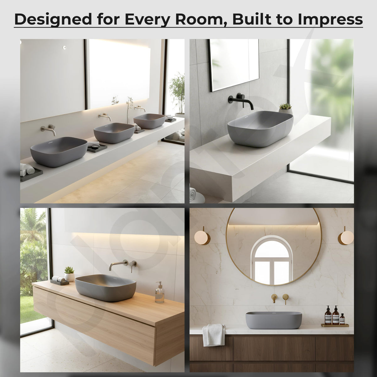 Plantex Ceramic Tabletop Washbasin/Bathroom Basin Sink/Basin for Bathroom/Wash Basin for Restaurant, Hotel (Matt Grey - 18 x 13 x 5 Inch)-4