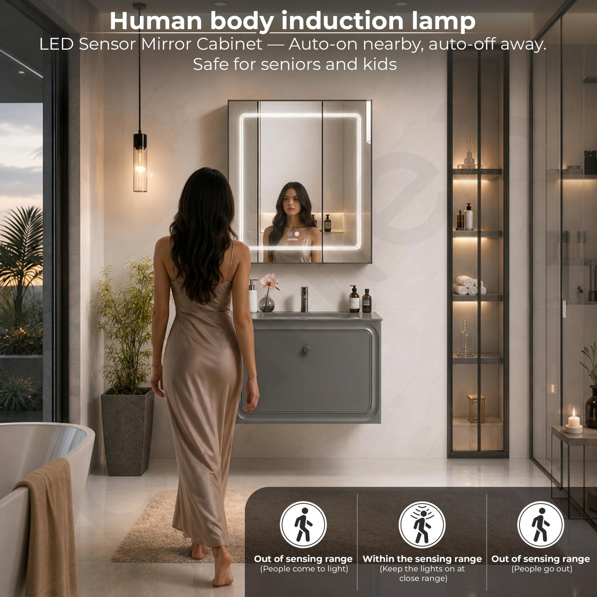 Plantex Wall Mount Vanity Cabinet with Washbasin and Mirror/Rectangular Basin with Cabinet for Bathroom - (Cryston-800, Grey)-4