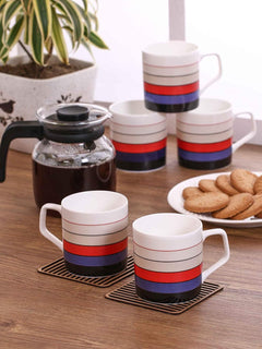 Clay Craft Bone China Director Hilton 389 Coffee Mug Set, Multicolor, 6 Piece