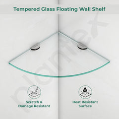 Plantex Premium Transperant Glass Corner Shelf for Bathroom/Kitchen Shelf/Bathroom Glass Shelf (9x9 Inches - White- Pack of 2)-2