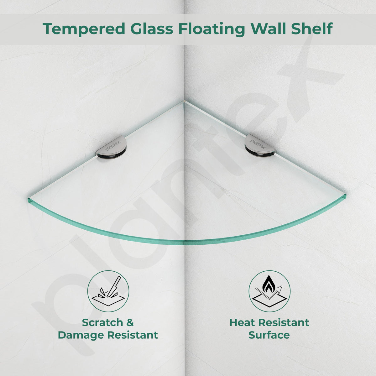 Plantex Premium Transperant Glass Corner Shelf for Bathroom/Kitchen Shelf/Bathroom Glass Shelf (9x9 Inches - White- Pack of 2)-2