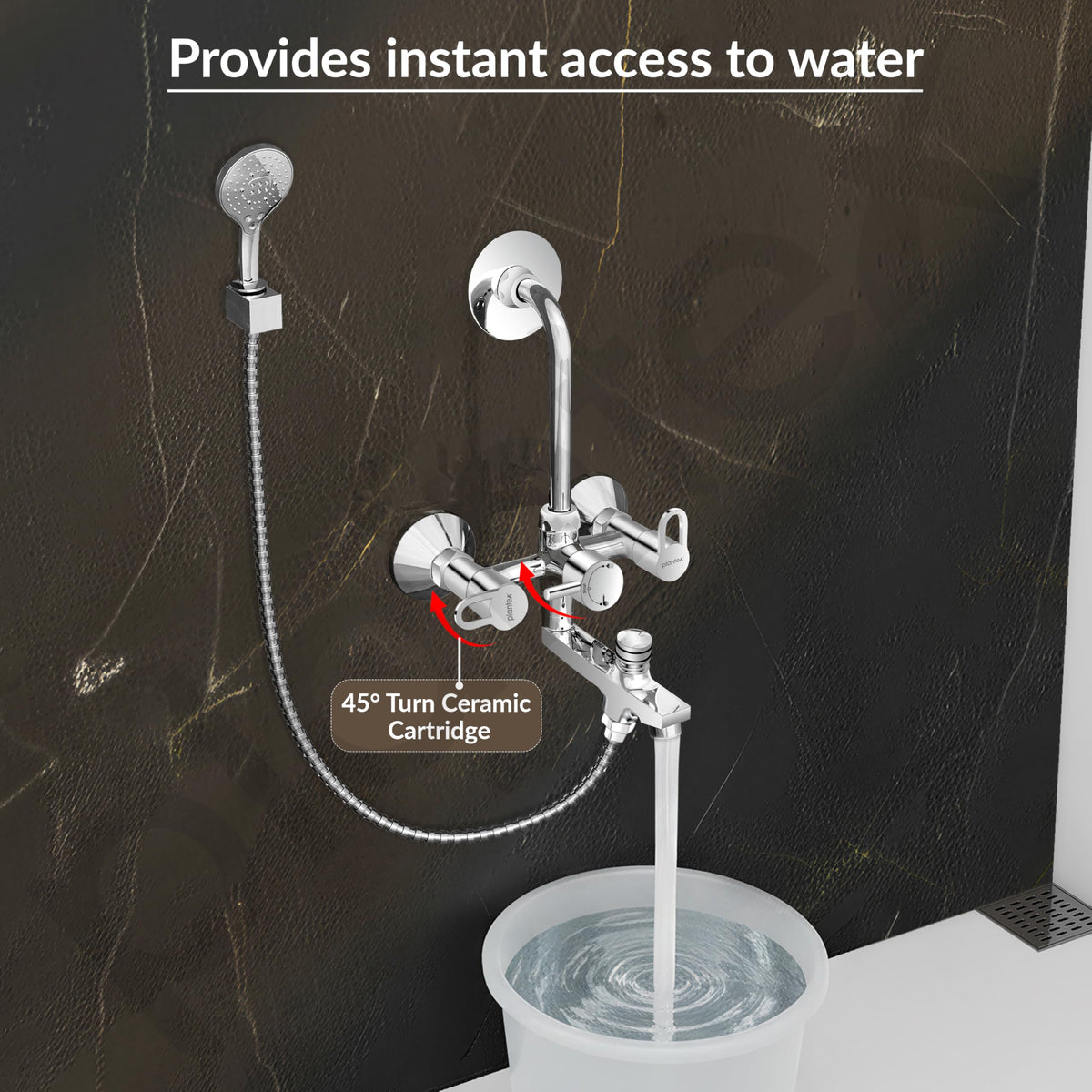 Plantex Brass Wall Mixer for Bathroom 3 in 1/L-Bend Connector for Overhead/Hand Shower/Spout Mixer Tap/Mixture Tap for Bathroom with 7-Year Manufacturer's Warranty- (Flip, Chrome)-6
