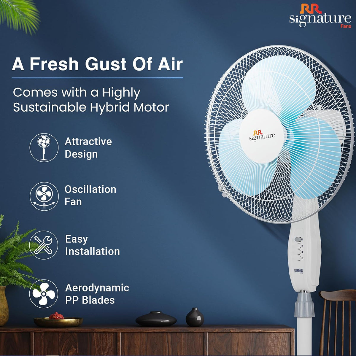 RR Signature 400 MM Zello Normal Speed Pedestal Fan I Stand Fan For Home-5
