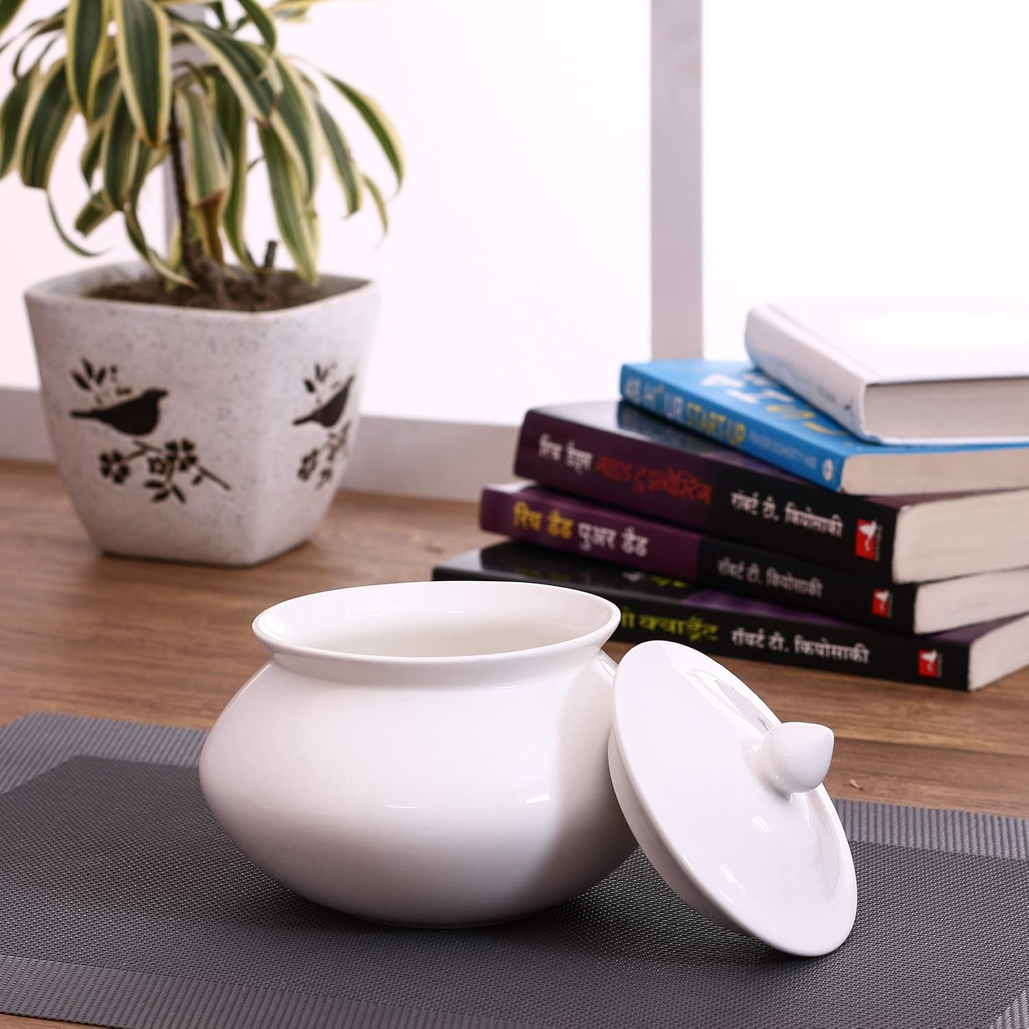 Clay Craft Bone China Handi (White, 700 ml)