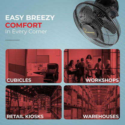 Almonard 225mm High Speed Cabin Fan, High Velocity Blades with Rust-resistant Coating, Single Speed Setting, Cabin Fan for Office, Retail Kiosks, Available in Black