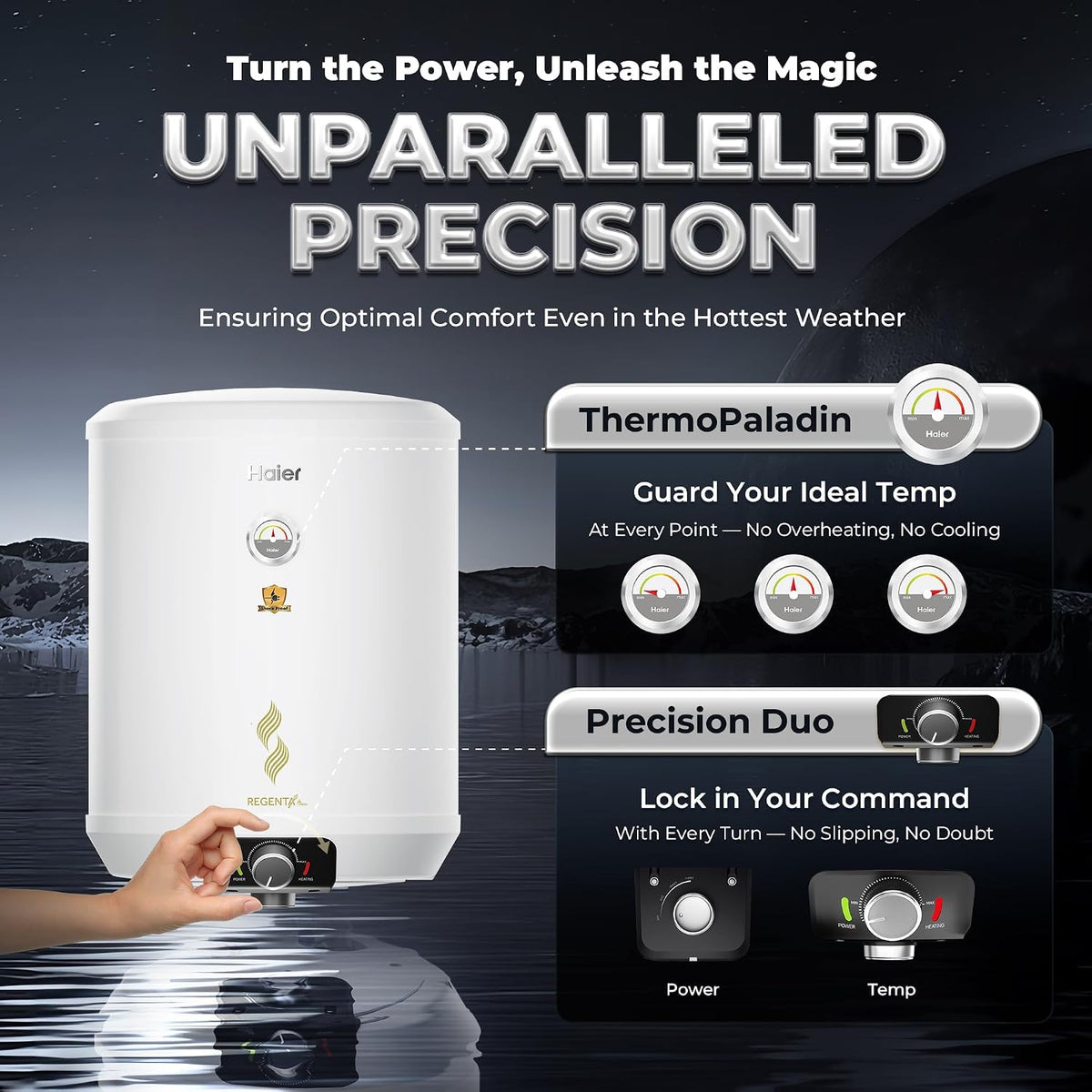 Haier Regenta Pro+ Water Geyser 15 ltr 5 Star 1-3 KW Convertible Electric Geyser Free Installation & Connection Pipe (ES15V-Regenta Pro+)-4