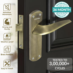Plantex Heavy Duty Door Lock “ Bathroom Door Lock/Mortise 8inch Keyless Plate Handle Set for Home/Bathroom/Storeroom/Balcony/Office with Baby Latch (8128- Brass Antique)-2