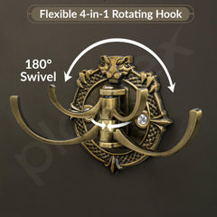 Plantex Zinc Alloy, Antique Robe Hook, Cloth-Towel Hanger Bathroom Accessories (Brass, Lion)-3