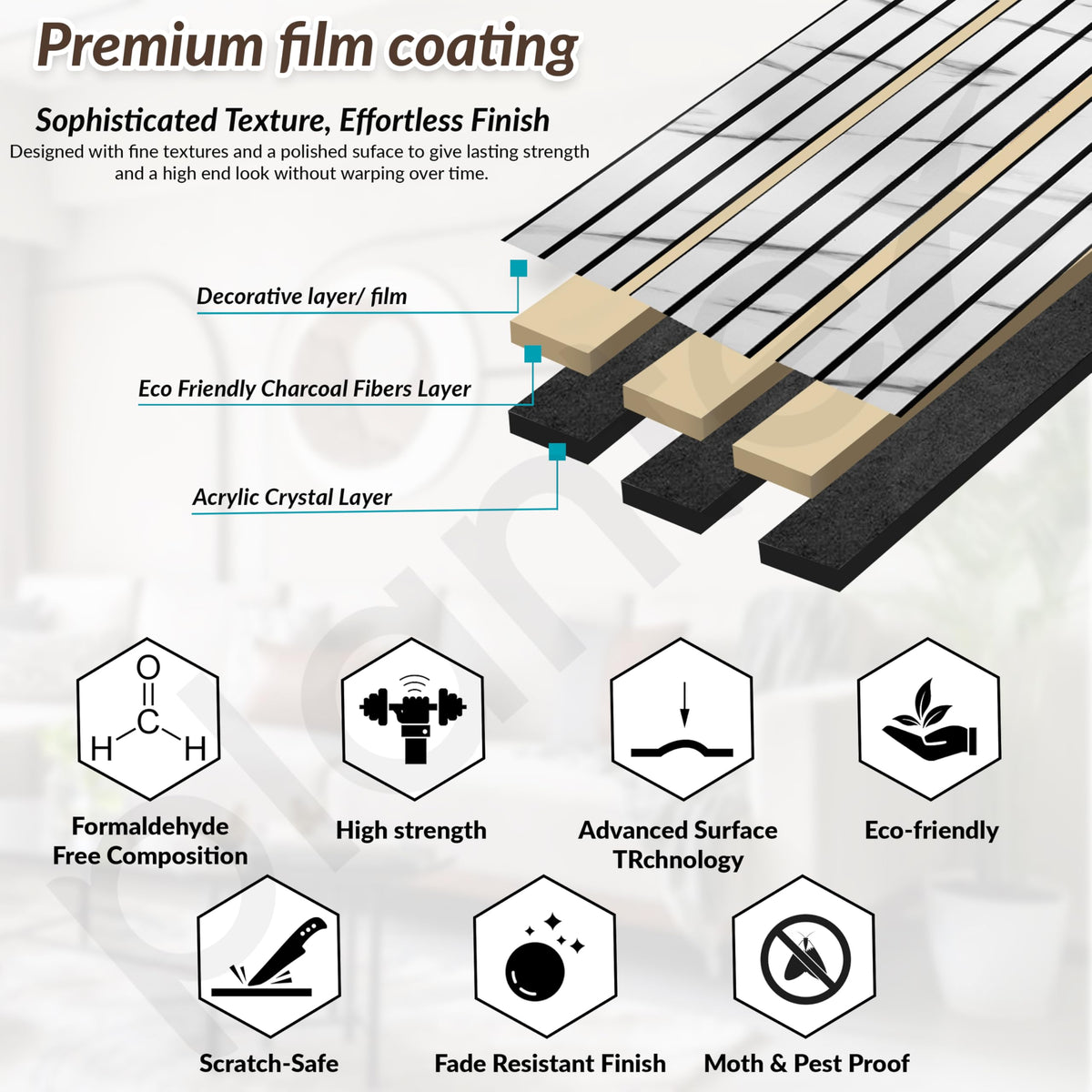Plantex PVC Wall Panel/Louvers Panel for Wall/3d Wall Panel for Interior Wall Decor/Eco-Friendly Fluted Panel for Wall/- Pack of 5 Covers - 50 Sq.Ft (White & Black, 1ft x 10Ft)-6