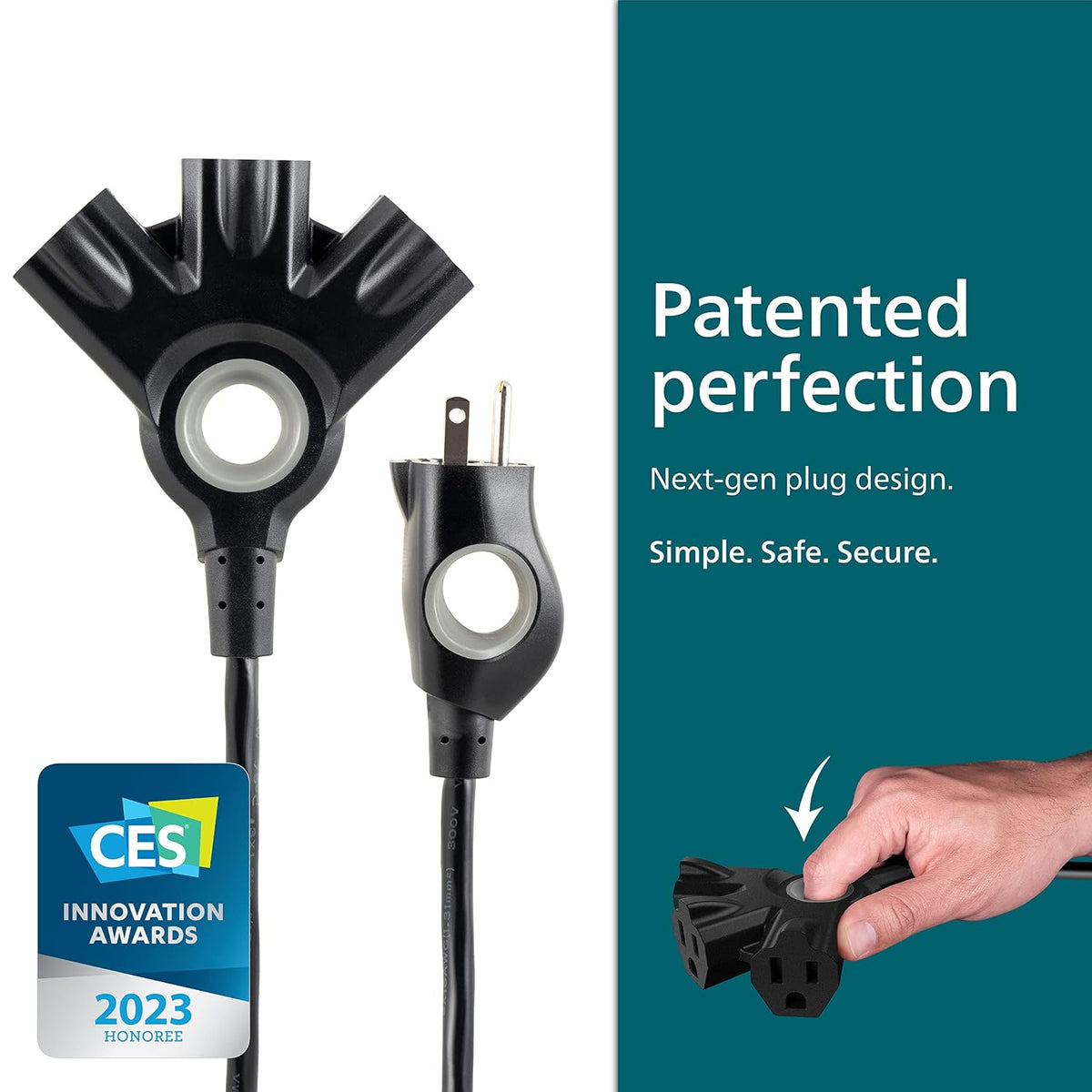 Philips EZGrip 25ft 16m 3 Way Multi Outlet Indoor Outdoor Extension Cable with Multiple Outlets
