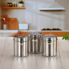 Sumeet Stainless Steel Small Containers/Jars/Dabba for Kitchen Storage with See Through Lids - set of 6Pcs, 400ml + 750ml capacity, 7.3cm & 9cm Dia, Silver