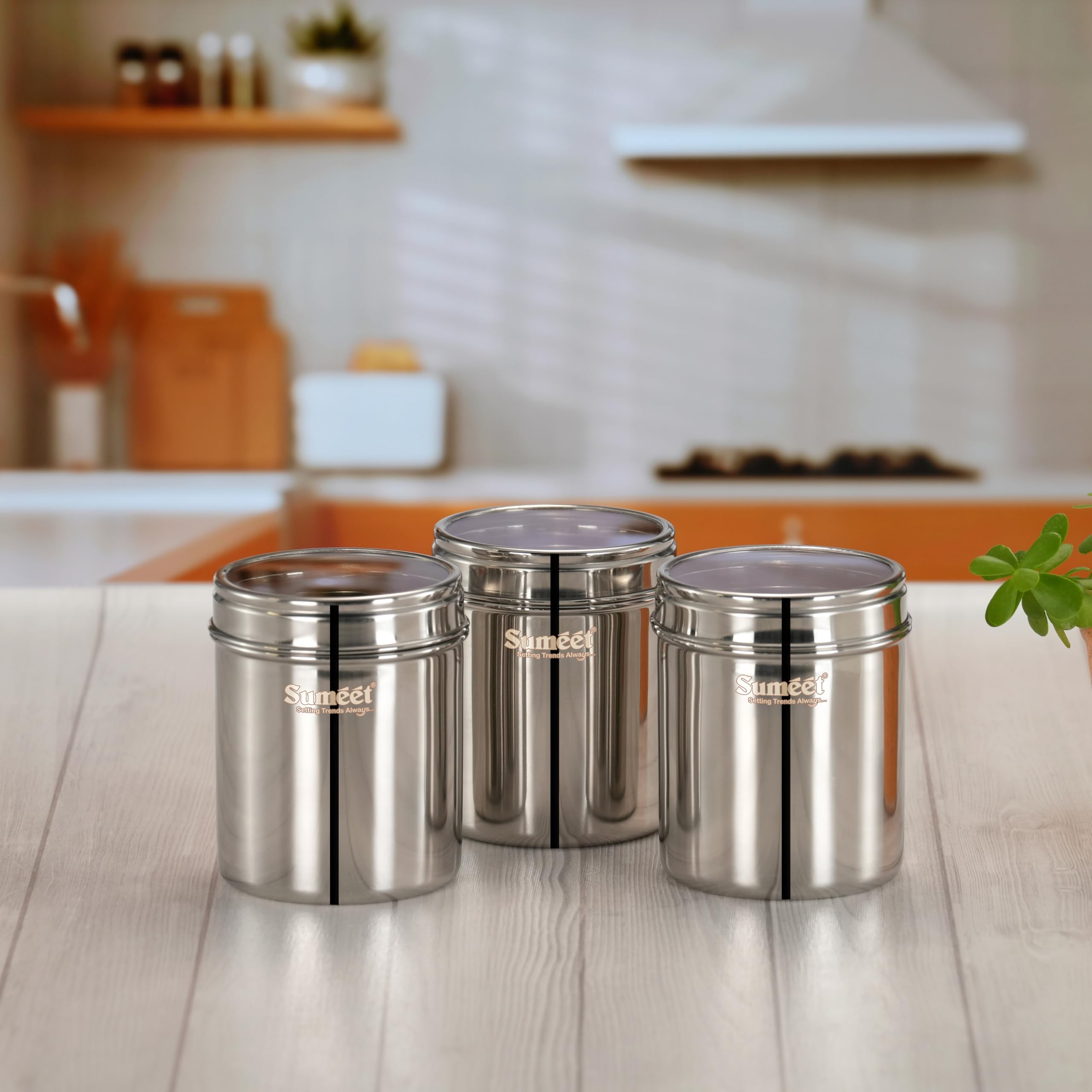 Sumeet Stainless Steel Small Containers/Jars/Dabba for Kitchen Storage with See Through Lids - set of 6Pcs, 400ml + 750ml capacity, 7.3cm & 9cm Dia, Silver