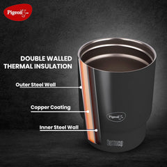 Pigeon Thermocup 350 ml: Stainless Steel Vacuum Insulated Coffee Cup/Tumbler for Hot and Cold Drinks, BPA-Free, Leak-Pro