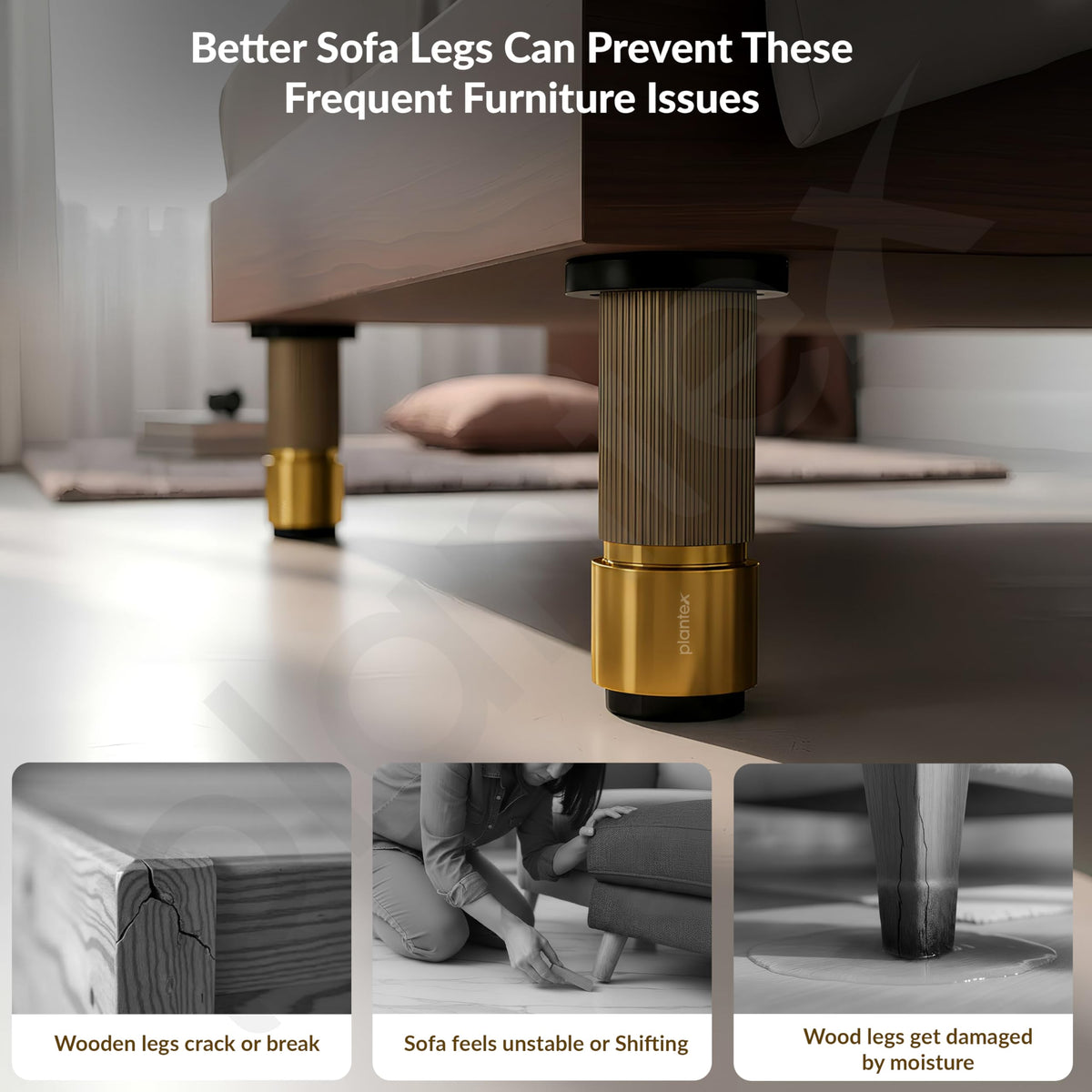 Plantex 4 Inch Sofa Leg for Bed Furniture/Aluminium Sofa Leg for Table/Support Legs/Furniture Leg - Pair of 4 (8 Piece) (DTS-77, Brass Antique & Gold)-4