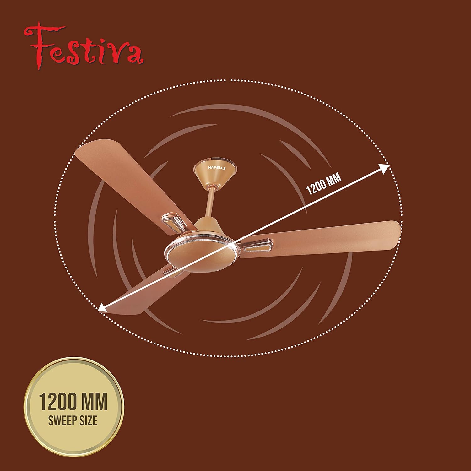 Havells Festiva 1200mm Dust Resistant Ceiling Fan (Pearl Copper)