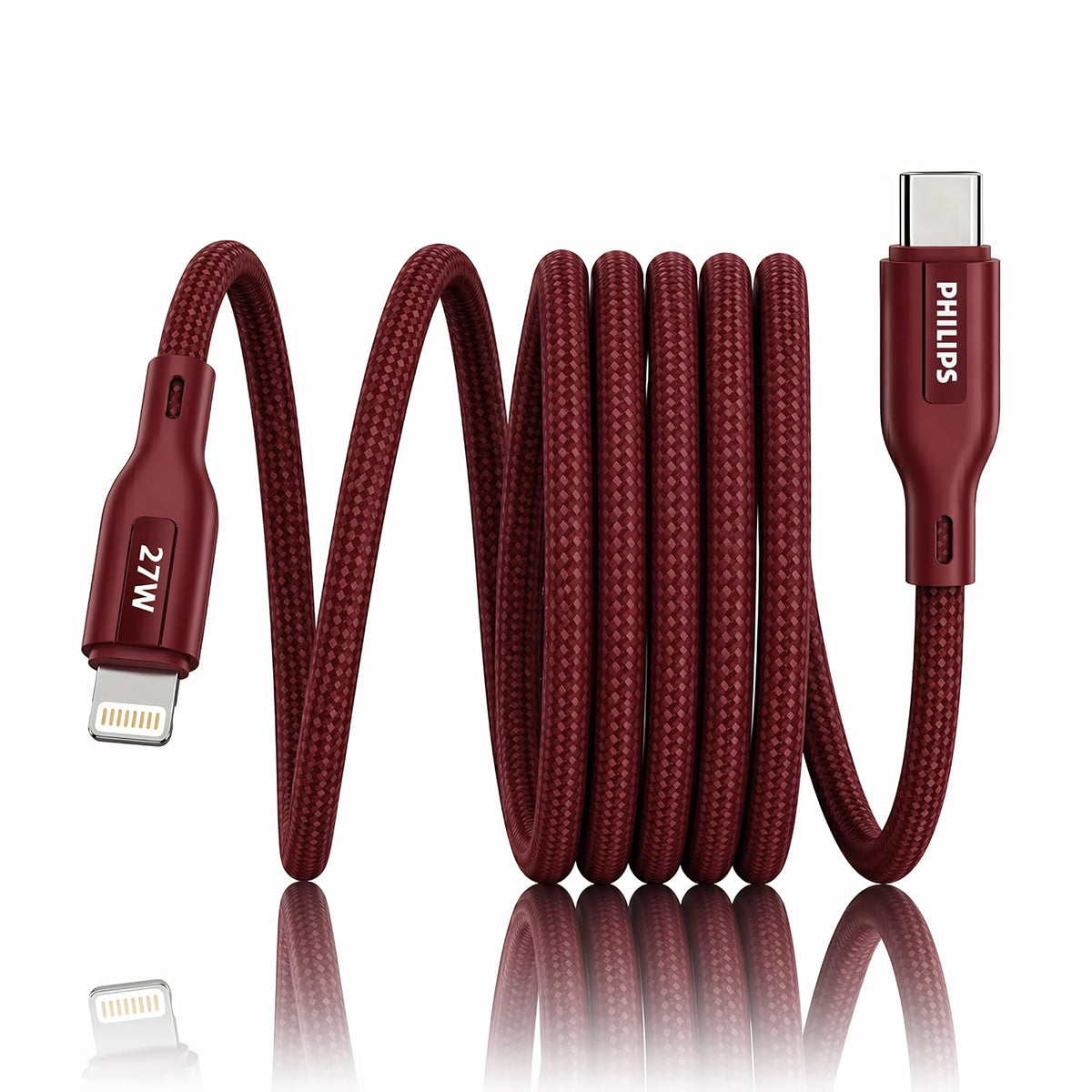 Philips DLC4150LI/94 27W iPhone Original Type-C to Lightning Fast Charging Cable (1.5m, Iron Red)