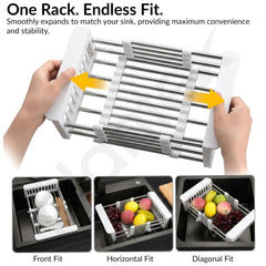 Plantex Sink Strainer Basket/Stainless Steel & ABS Plastic Vegetable Washing Sink Strainer/Kitchen Storage Rack Stand- Pack of 1 (White)-6