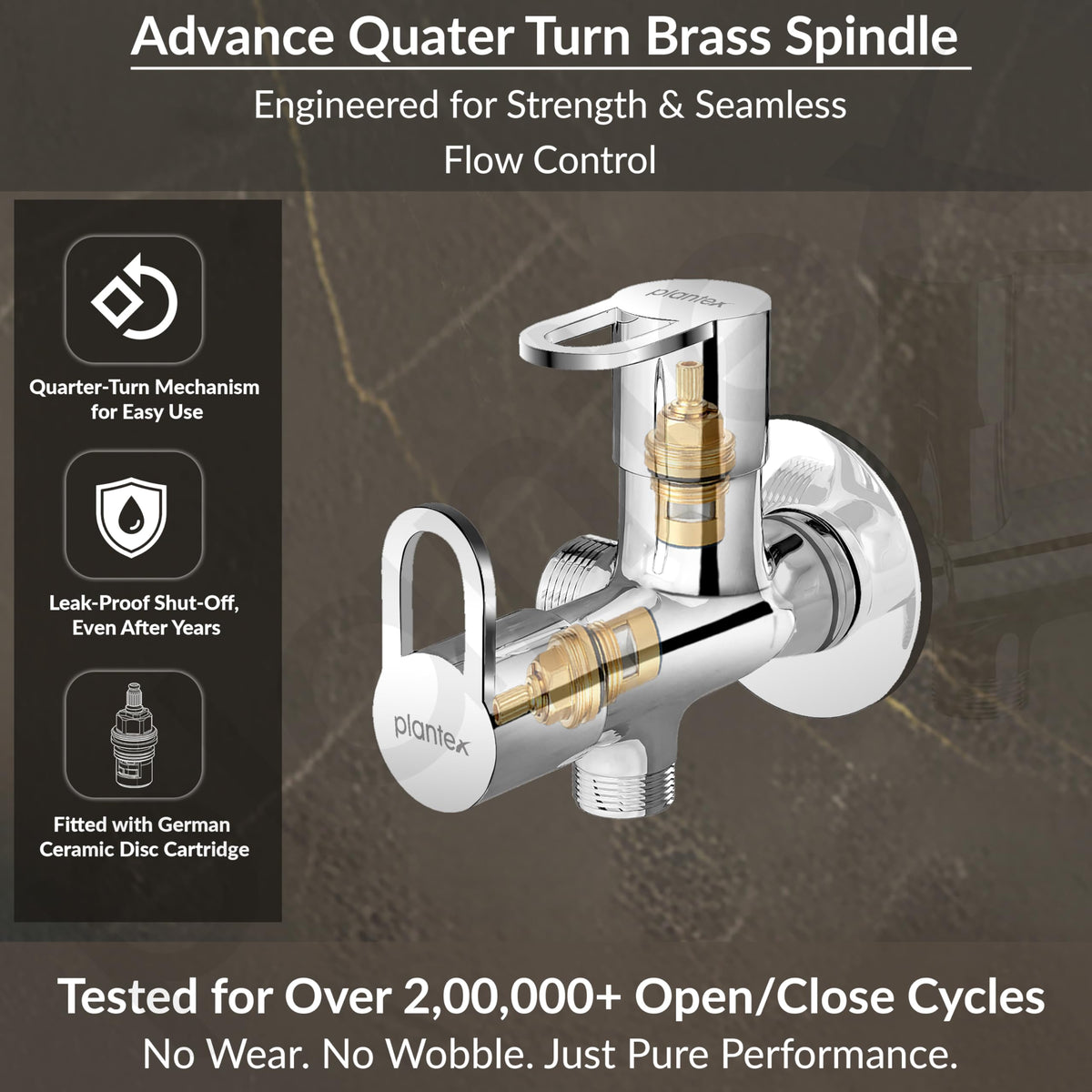 Plantex Pure Brass Angle Valve 2 in 1/Two Way Anglular Cock Tap with Wall Flange & Teflon Tape/Valve for Bathroom with 7 Year Manufacturer's Warranty- (Flip, Chrome)-3