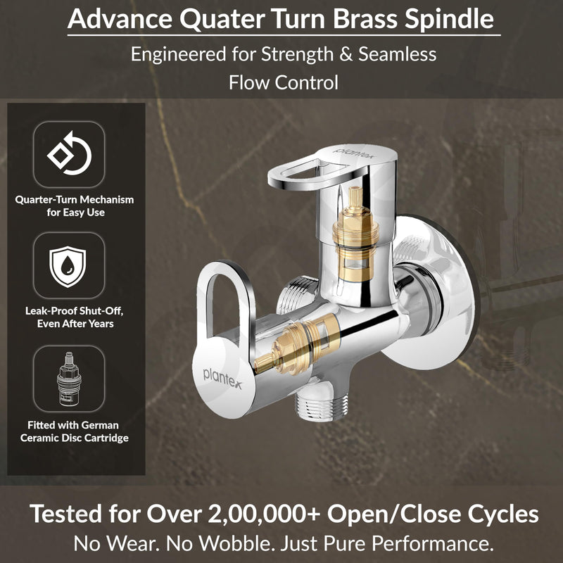 Plantex Pure Brass Angle Valve 2 in 1/Two Way Anglular Cock Tap with Wall Flange & Teflon Tape/Valve for Bathroom with 7 Year Manufacturer's Warranty- (Flip, Chrome)-3