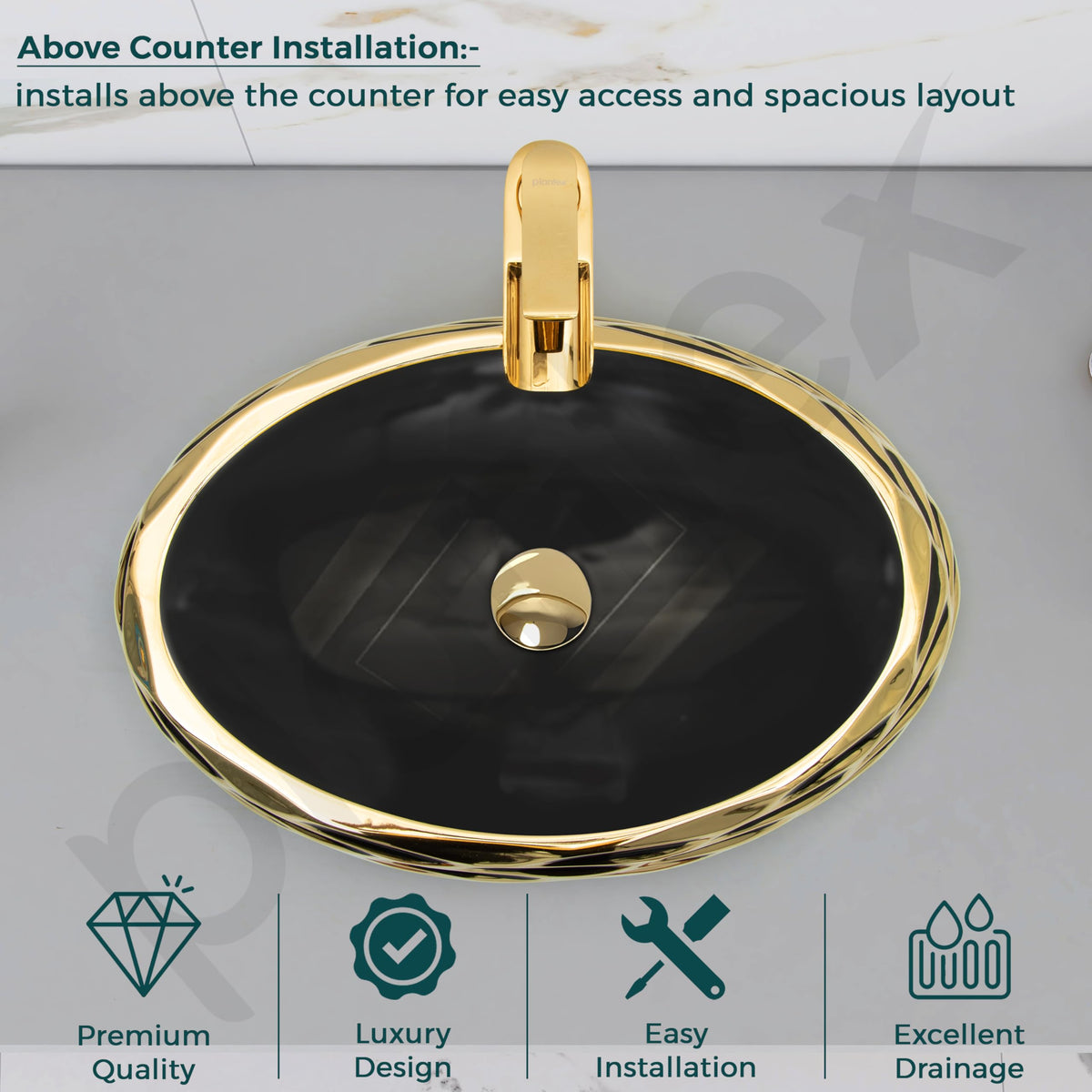 Plantex Table Top Wash Basin For Bathroom/Designer Ceramic Basin/Countertop Vessel Sink Basin - Indo-European Collection (EQTT-594, 23 x 16 x 7 Inch)-4