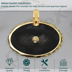 Plantex Table Top Wash Basin For Bathroom/Designer Ceramic Basin/Countertop Vessel Sink Basin - Indo-European Collection (EQTT-594, 23 x 16 x 7 Inch)-4