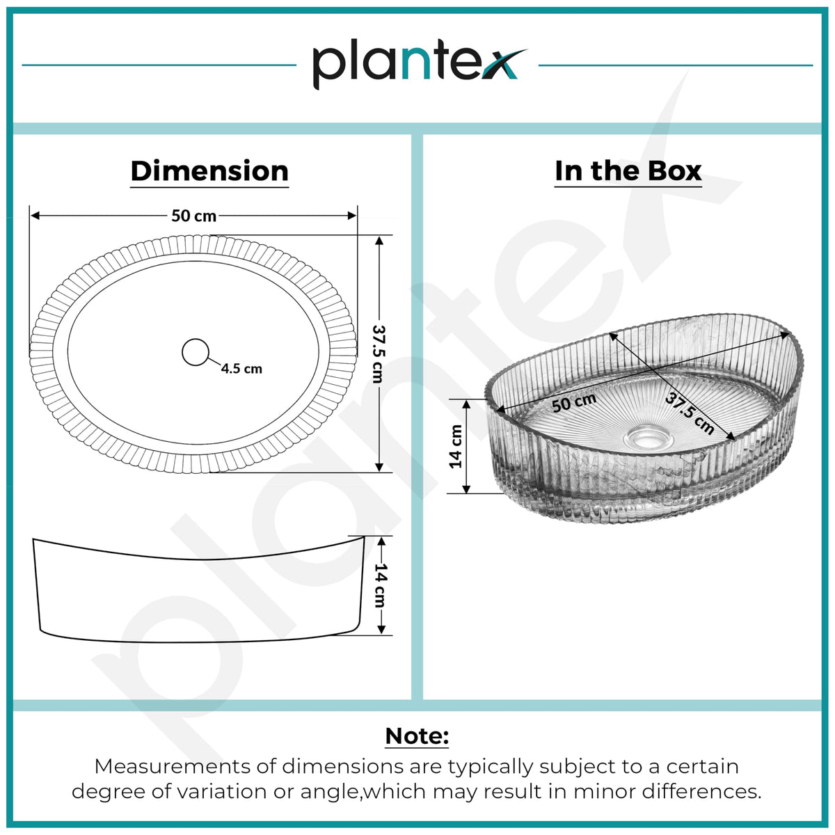 Plantex Transparent Glass Basin for Bathroom/Tabletop Round Wash Basin/Luxury Countertop Basin for Home/Office/Hotel (Somky - 20 x15 x 5.5 inch)-4